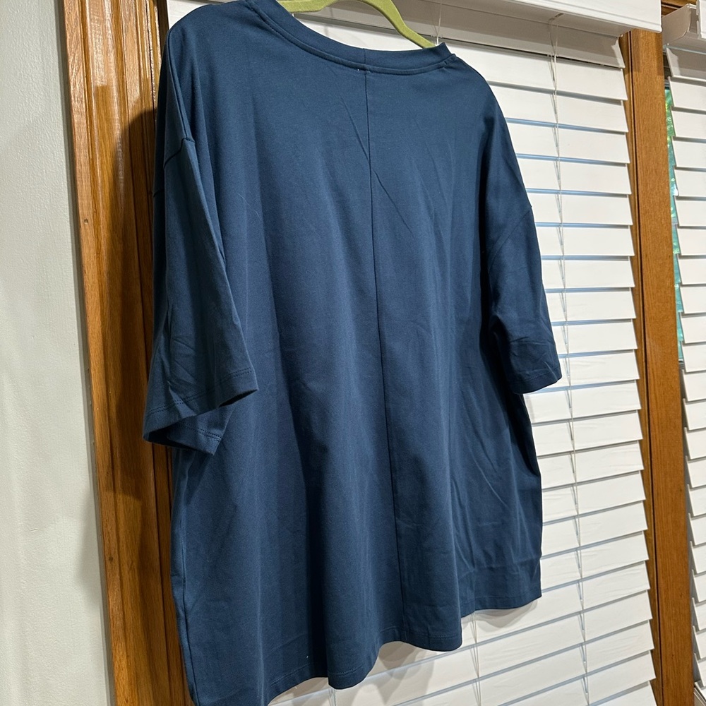 Sew In Love Navy Blue Short Sleeve Tee with Denim Pocket - Picture 5 of 5